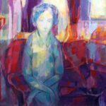 Frank Nitsche Werkserie Ansichten von Innen - Mädchen auf rotem Sofa 2018