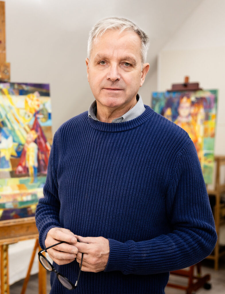 Der Maler Frank Nitsche in seinem Atelier - Foto Christina Schubert 2025