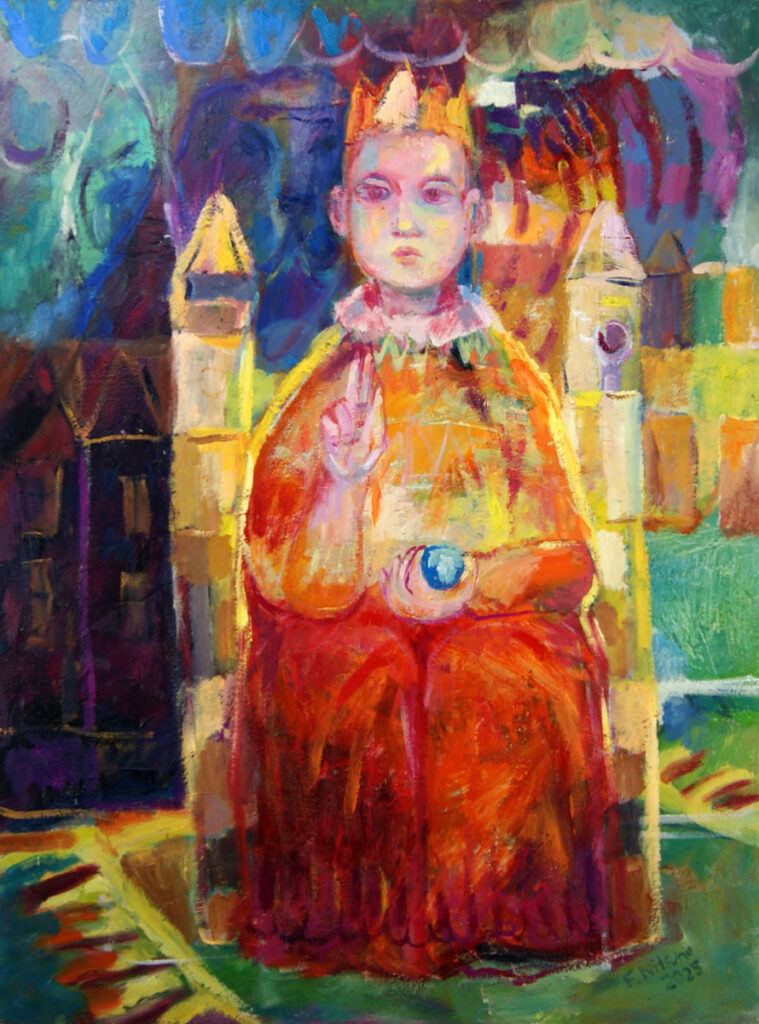 Frank Nitsche Werkserie Narr und König - Kleiner König mit Hund 2025